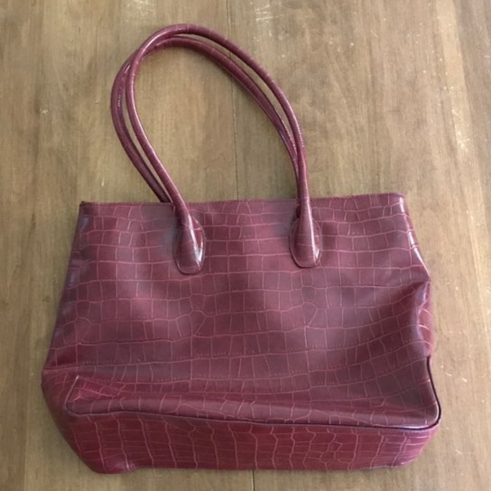 Red  Crocodile  Alligator Print Cleo Handbag Purse
